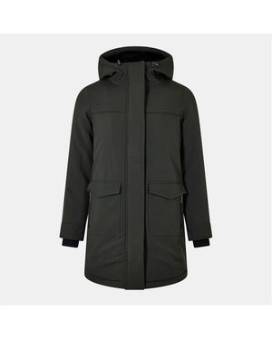 ONLY Hooded Neck Solid Patterned Parka Coat With Ribbed Cuff - Black