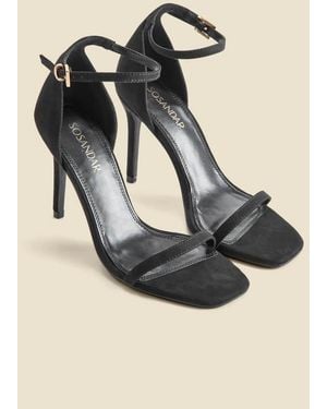 Sosandar Square Toe Barely There Sandals - Black