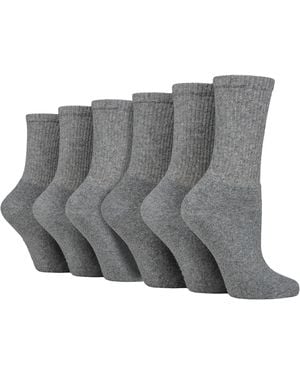 SOCKSHOP TORE 6 Pack Ladies Plain Crew Sport Socks - Grey