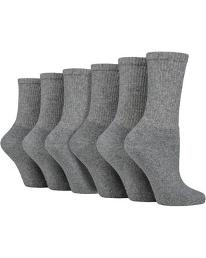 SOCKSHOP TORE 6 Pack Ladies Plain Crew Sport Socks - Grey