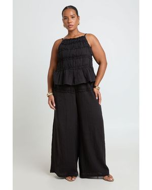 Boohoo Plus Shirred Frilled Cami - Black