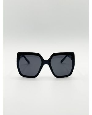 SVNX Oversize Cateye Sunglasses With Diamante Detail - Blue