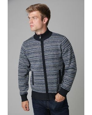 Kensington Eastside Jacquard Fleece-Lined Zip-Through Cardigan - Grey