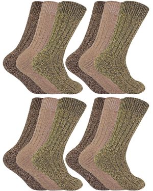 Sock Snob 12 Pairs Wool Boot Socks For Hiking - Brown