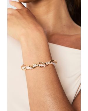 Boohoo Pearl Detail Twisted Bangle - Natural