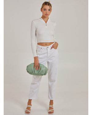 Pink Vanilla High Neck Zip Jumper - Grey