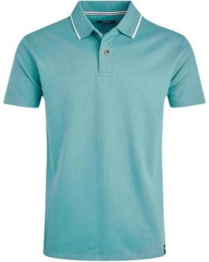 Weird Fish Powell Organic Cotton Textured Polo Shirt (Mineral) - Blue