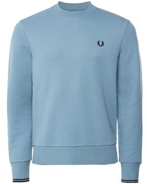 Fred Perry Asblauw Sweatshirt Met Ronde Hals