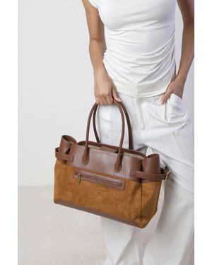 Where's That From Wheres Lyanna Buckled Tote Bag With Side Zip - Brown