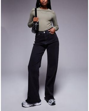 Sixth June Relaxed Low Waist Denim Jean With Frayed Hem - Blue