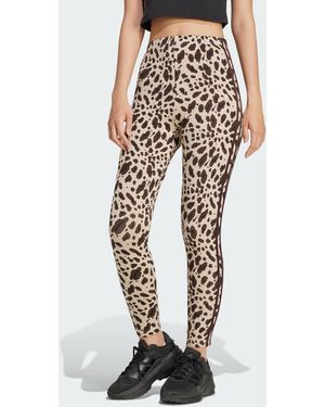 adidas Essentials 3-Stripes Animal Print Leggings - Brown