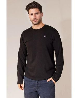 Original Penguin Crew Neck Textured Top - Black