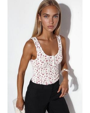 Busem Floral Button Cami Top - White