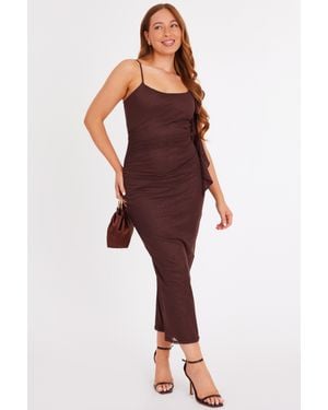 Quiz Glitter Ruffle Midaxi Dress - Red