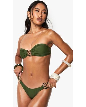Boohoo Premium Swim Swirl Trim Bikini Brief - Black