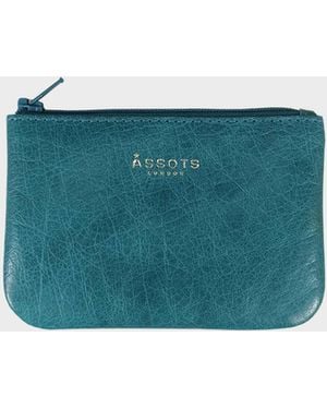 Assots London Poppy' Full Grain Leather Zip Top Coin Purse - Green