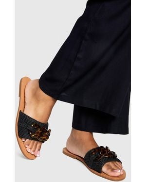 Boohoo Wide Fit Chain Hardware Detail Sandal - Blue