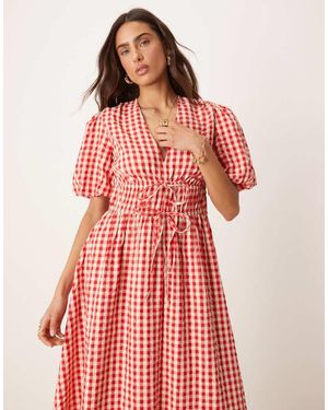 Nobody's Child Scottie V-Neck Midi Dress - Red