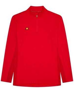 Ellesse Zip Neck Long Sleeve Midlayer Sweatshirt - Red