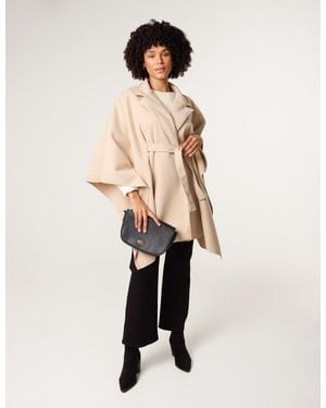Blue Vanilla Belted Cape Coat - Natural