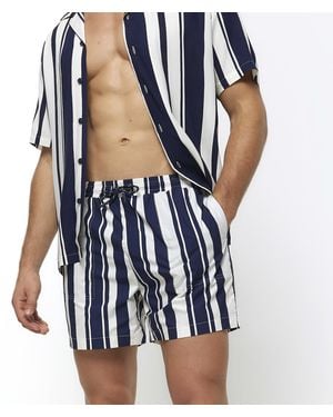 River Island Swim Shorts Regular Fit Stripe Material_Polyester - Blue