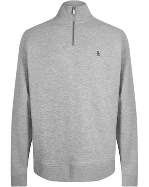 Original Penguin Ruched Sleeve Zip Neck Sweatshirt - Grey