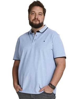 Jack & Jones Polo Plus Size Effen Katoen Wijde Fit - Blauw