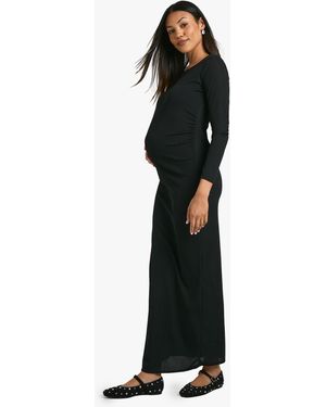 Boohoo Maternity Rib Scoop Neck Maxi Dress - Black