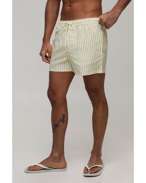 BoohooMAN Stripe Short Length Swim - Natural