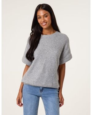 Blue Vanilla Crew Neck Knitted Jumper - Grey