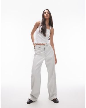 TOPSHOP Mid Rise Loose Fit Coated Jean - White
