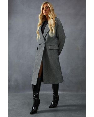 MissPap Wool Look Textured Coat - Grey