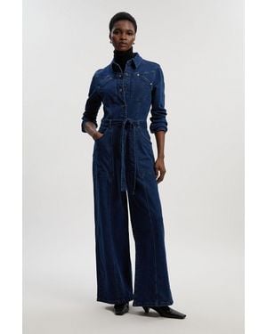 Karen Millen Denim Western Jumpsuit - Blue