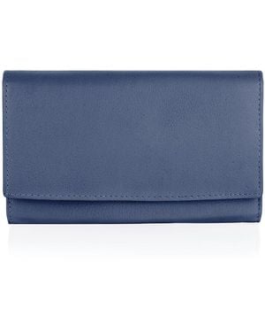 Woodland Leathers Genuine Leather Organiser Compartments Purse By - Blue