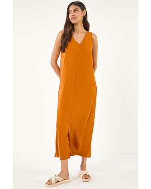 Roman Soft Pique Stretch Midi Dress - Orange
