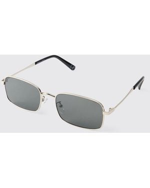 BoohooMAN Square Metal Sunglasses - White