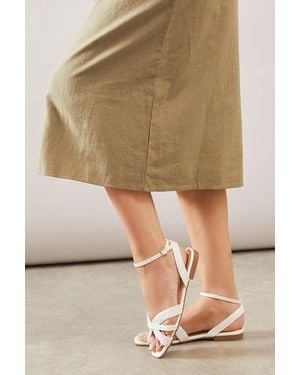 Wallis Arissa Faux Leather Plaited Flat Sandals - Natural