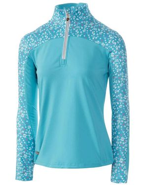 Island Green Ladies Floral Base Layer Top (Aqua) - Blue