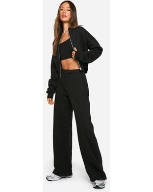Boohoo Tall 3 Piece Bomber Tracksuit - Black
