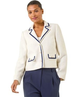 Roman Boucle Contrast Tape Jacket - White