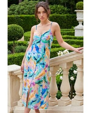 Roman Petite Strappy Button Through Dress - Green