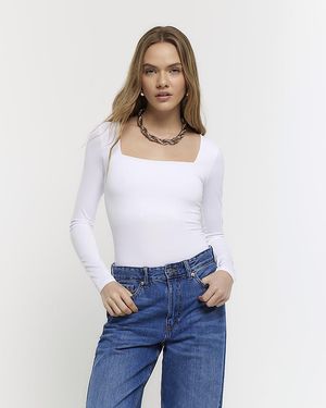River Island Bodysuit Long Sleeve - White