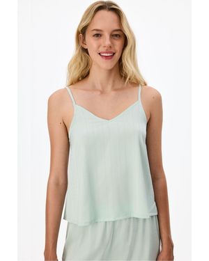 Penti Aurora Satin Floral Tank Pyjama Top - Green