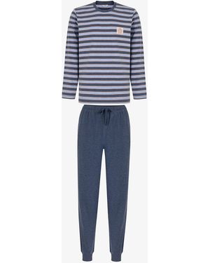 Penti Weekend Striped Long Sleeve Jogger Pyjama Set - Blue