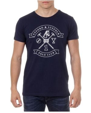 Ufford & Suffolk Polo Club T-Shirt Short Sleeves Round Neck Us027 Cotton - Blue