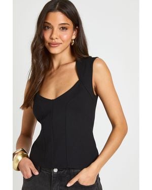 Boohoo Premium Stretch Contour Plunge Corset Top - Black