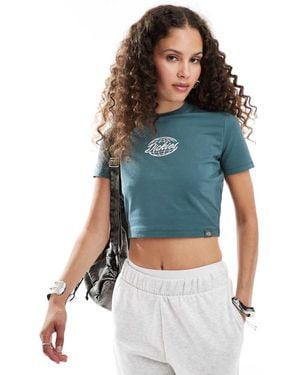 Dickies Central Logo Cropped T-Shirt - Blue