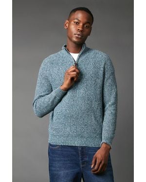 MAINE Twisted Yarn Half Zip Knitted Jumper - Grey