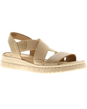 Ever So Soft Sandals Low Wedge United Elasticated Taupe - Black