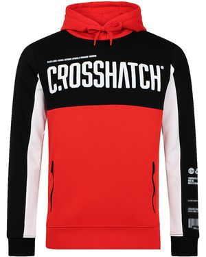 Crosshatch Compounds Panel Hoodie Cotton - Red